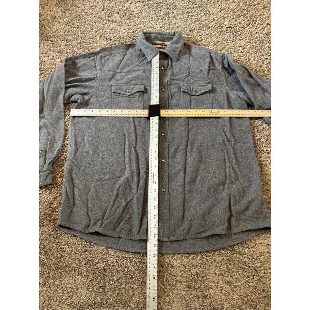 Cody James Mens Button Down Shirt XL Flannel Pearl Snaps‎ Grey Heavy Western